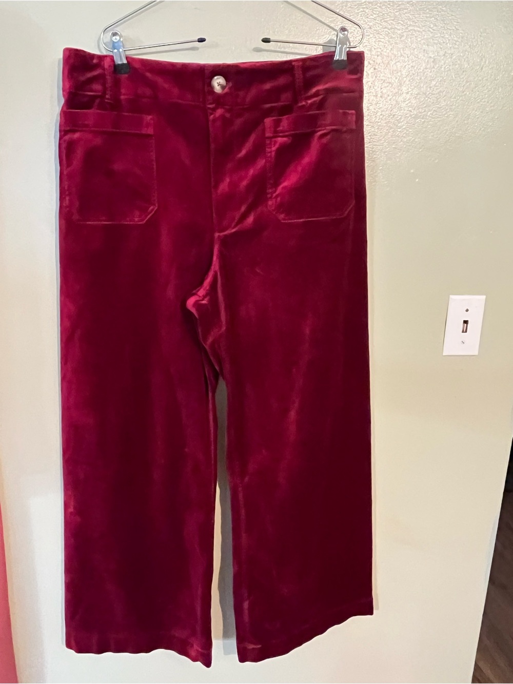 Maeve Colette Wine Velvet Wide Leg Women’s Pants Preppy 33
